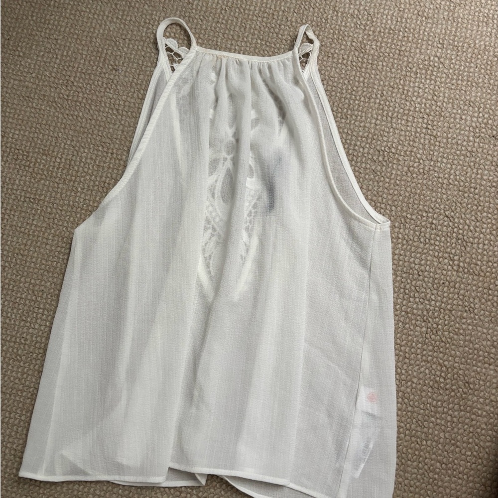 Zara White Lace Accent Tank Top